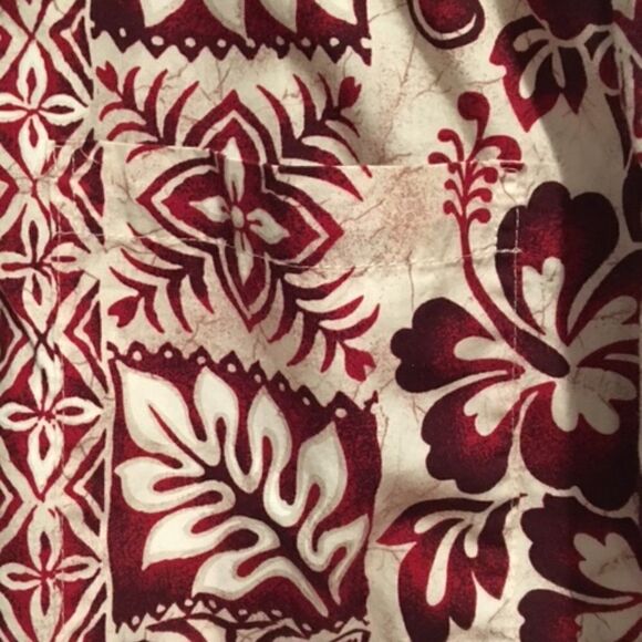 Men's Red Hawaiian Button Down Shirt by Island Style Design Size M - Picture 3 of 3